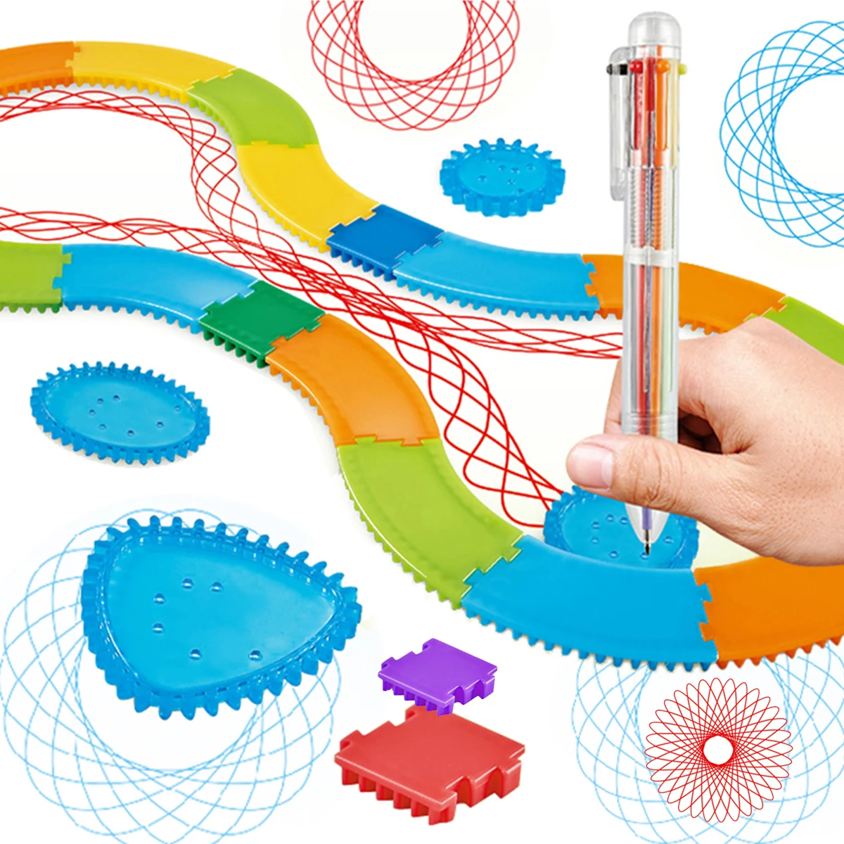 مجموعة رسم فنية حلزونية سبيروغراف للأطفال، مجموعة فنية للرسم بأشكال ممتعة، ألعاب بتصميم كلاسيكي، مساطر رسم مع كتاب #2