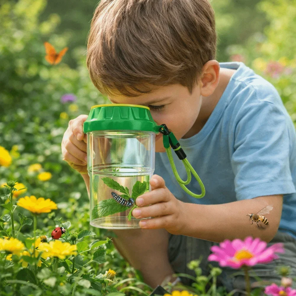 Scalable Insect Observation Box Magnifying Non-Slip Butterfly Catcher Ventilated with Tweezers Ant Observation Jar Student Use