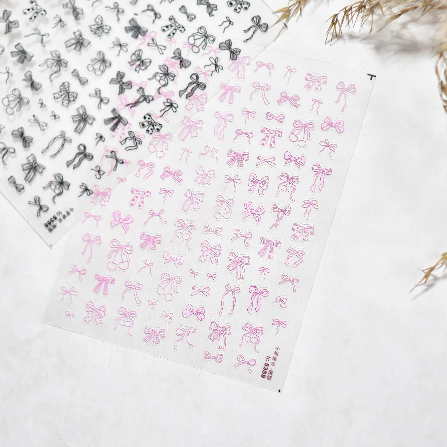 رائعة لطيف القوس مسمار ملصقات الوردي الأسود الشريط الانحناء مسمار الفن ثلاثية الأبعاد اكسسوارات الديكور ملصقات DIY بها بنفسك لاصق مانيكير الشارات