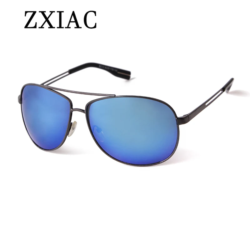 ZXIAC Trendy Metal Toad Sunglasses Men Fashion Pilot Dazzling Color Film Sun Glasses Retro 90s Flat Top Aviation Shades UV400