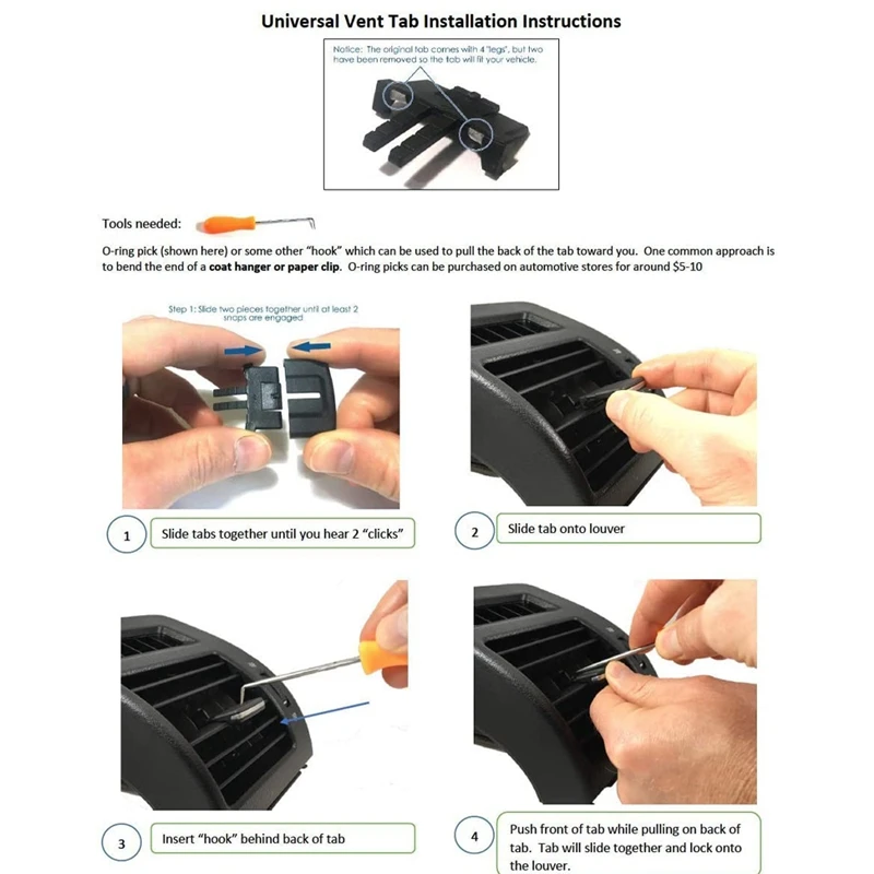 Front Left/Right Air Vent Outlet Tab Clips, AC Vent Adjustment Buckle Repair Kit for Toyota Corolla 2009-2013