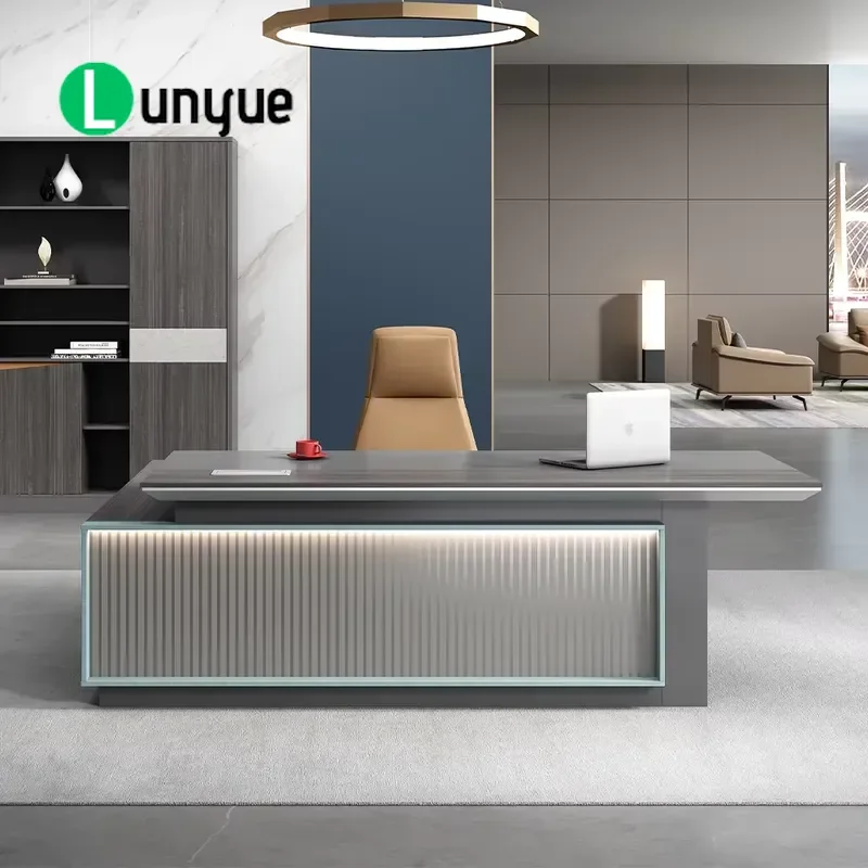 L Shaped Executive Desk Modern Luxury Modular Office Furniture with Drawer High End Computer Workstation for Home Business
