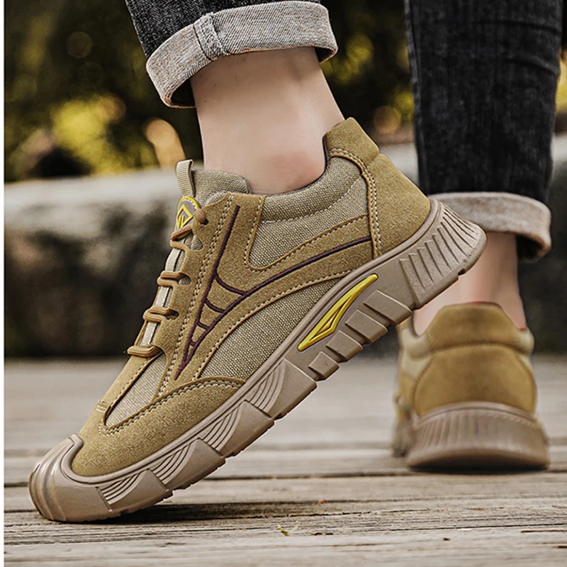 

Новинка 2025, мужская легкая походная обувь, дышащая обувь с низким берцем, уличная модная износостойкая обувь для защиты труда