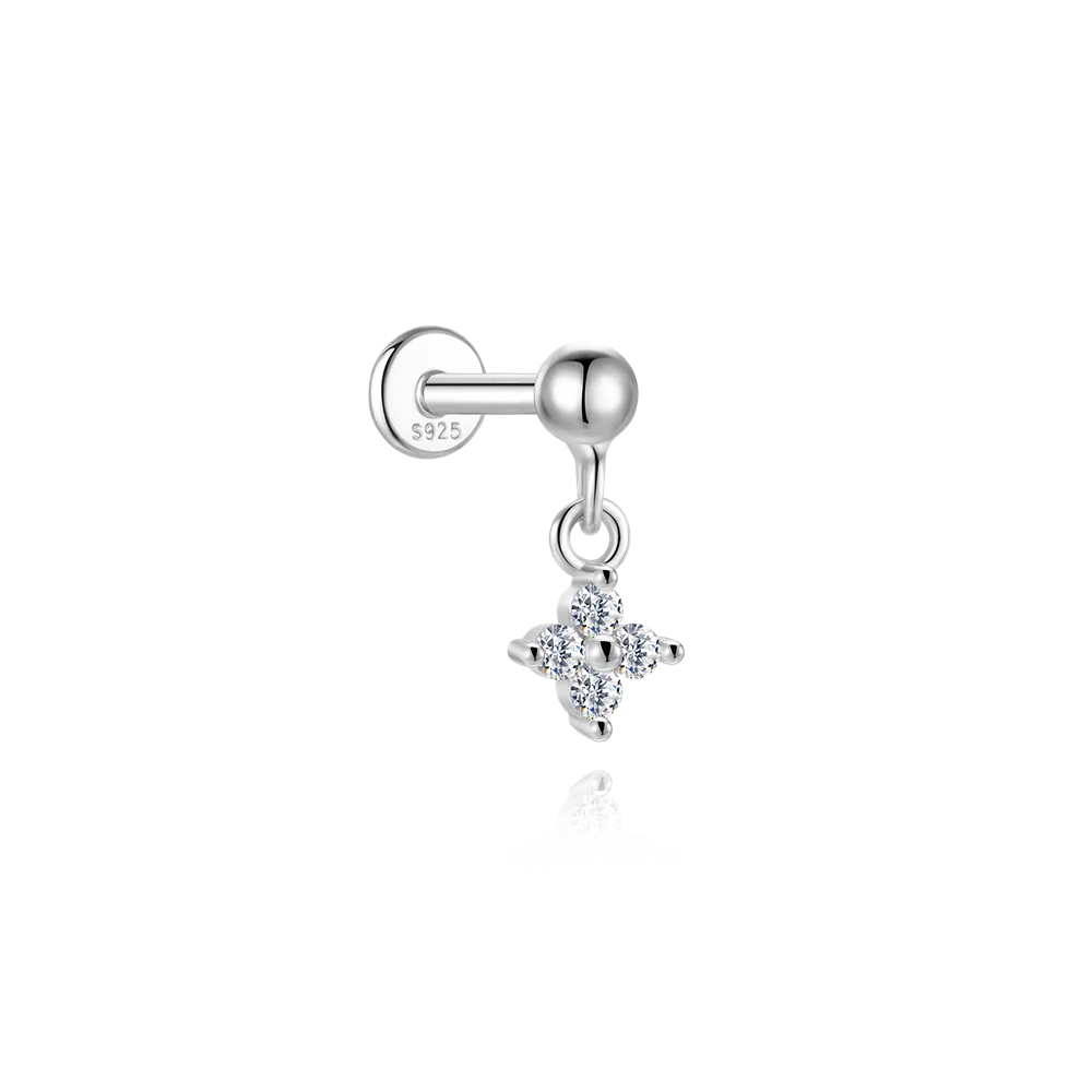 CANNER 925 Sterling Silver Mini Moissanite Piercing Stud Earring Chain Dangle Cartilage Helix Tragus Ear Jewelry Gift Women Gift