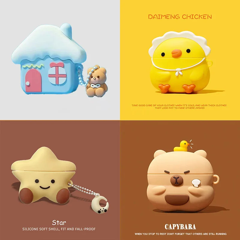 3D Chick Cute Cartoon Earphone Case for Airpods 4 Generation 2024 Silicone Gamepad Charging Box Cover for Airpods 4 2024