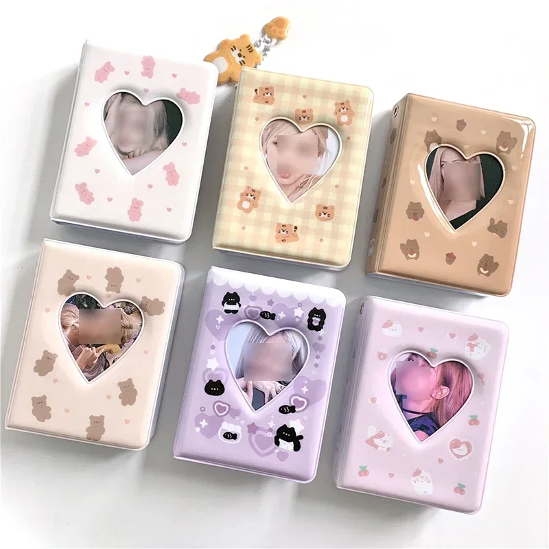 Álbum de fotos a cuadros de encaje rosa y negro Ins, carpeta de persecución de estrellas de ídolo coreano Kpop, soporte para sesión fotográfica, álbum de libros de colección para el hogar de 3 pulgadas