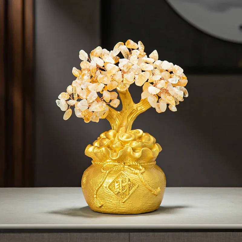 1pc Resin Money Tree Ornament Feng Shui Accessories Wealth absorbing ornaments Store front desk decoration Promotion Gift