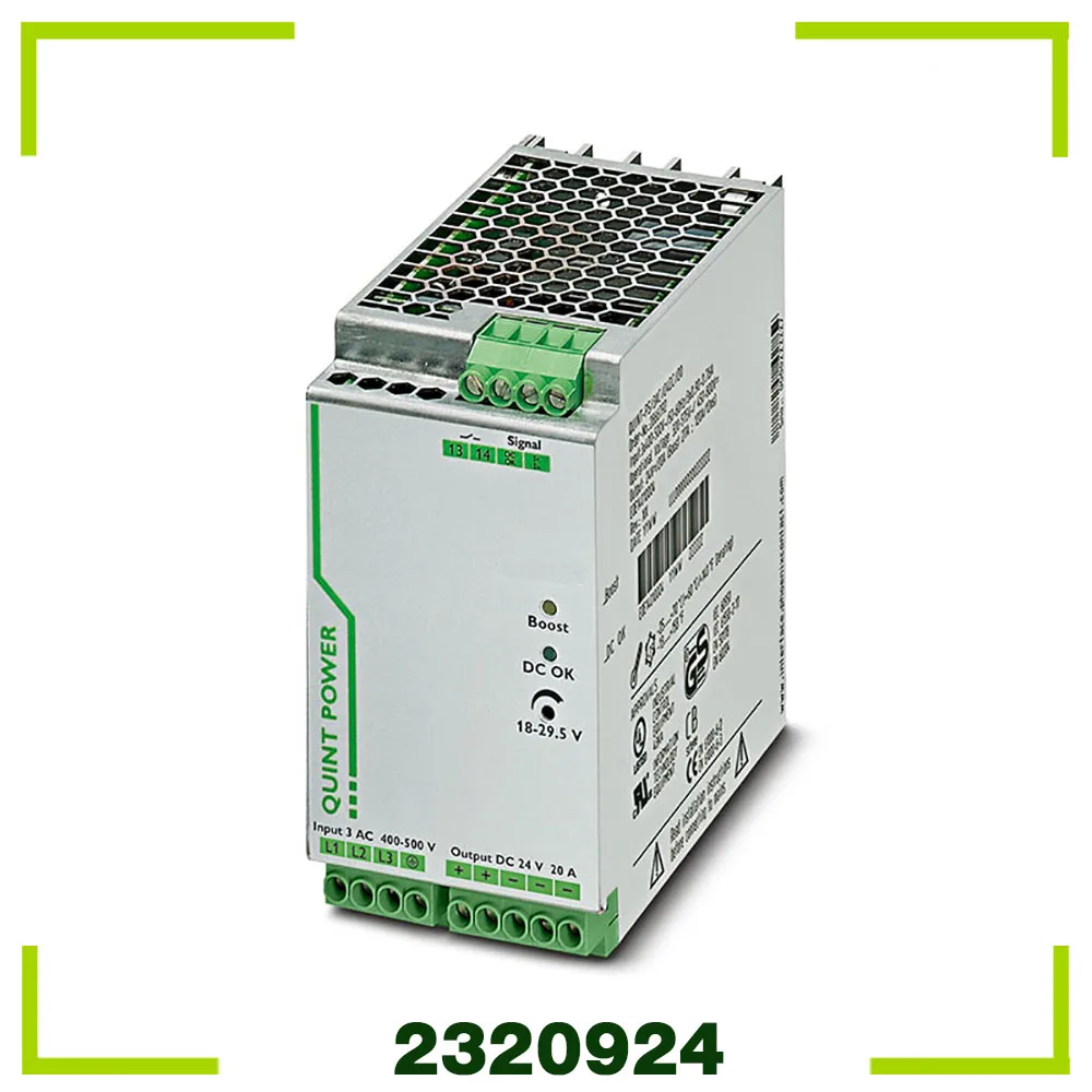 For Phoenix Industrial Power Supply Input: 3 Phase Output 24 V DC / 20 A QUINT-PS/3AC/24DC/20/CO 2320924