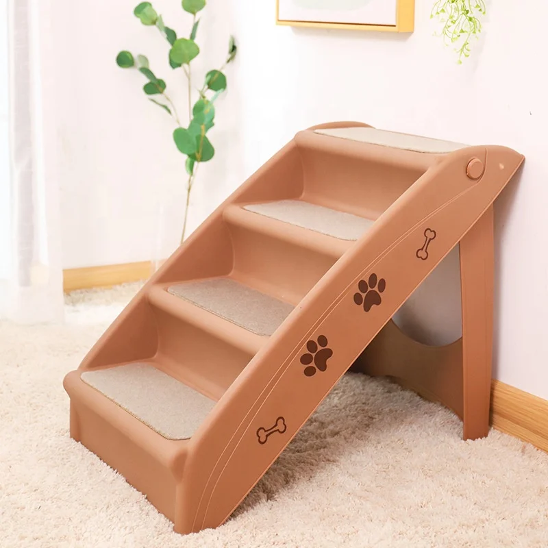 Custom Logo Color Lightweight Pet Climbing Ramp Foldable Dog Ladder Stairs To Bed