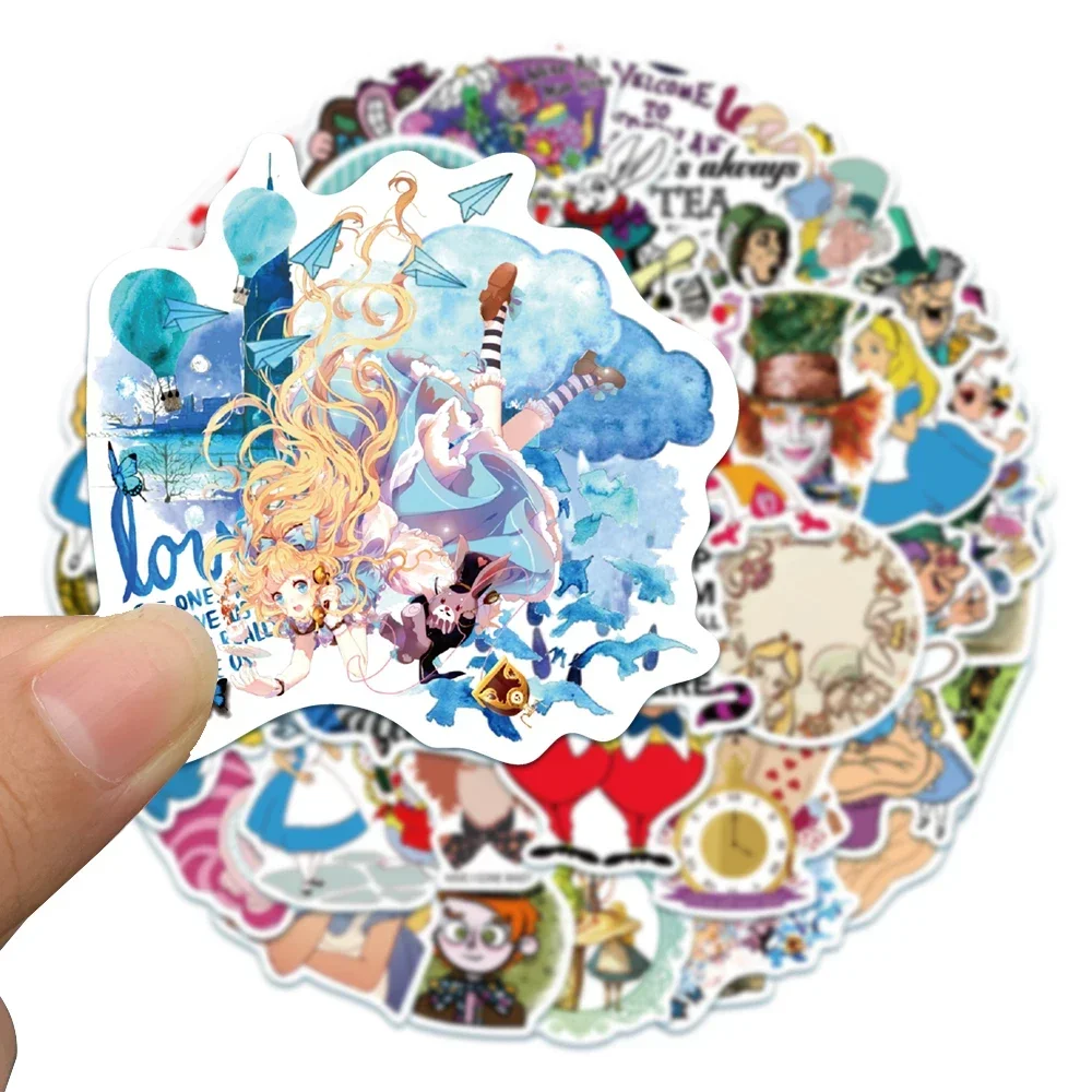 50PCS Disney Movie Alice in Wonderland Stickers Cartoon Graffiti Decals Laptop Phone Guitar Luggage Toy Sticker for Kids