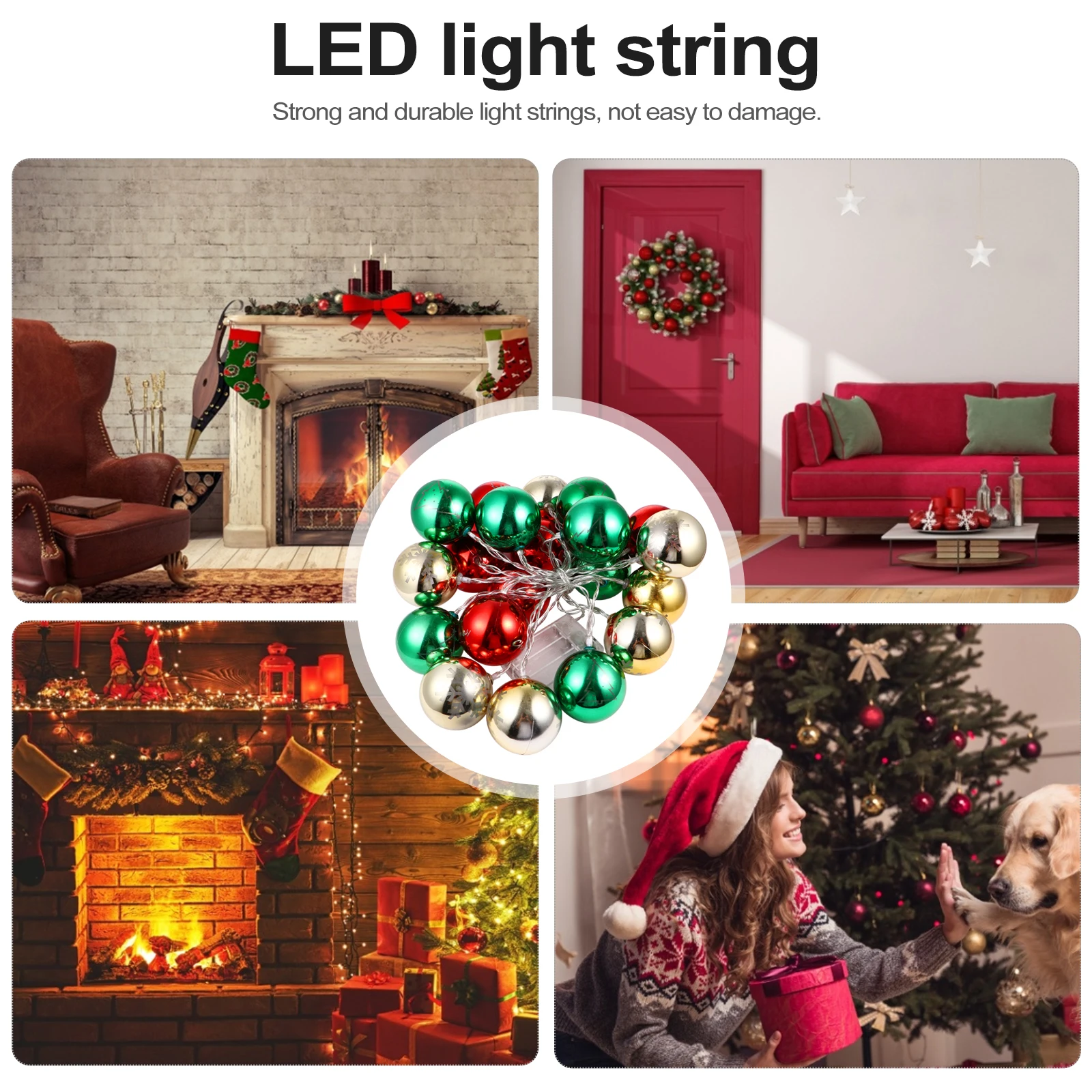 

Christmas Ball LED String Lights Plastic Decorative naments for Home Garden Party Xmas Lamp String Light Decor