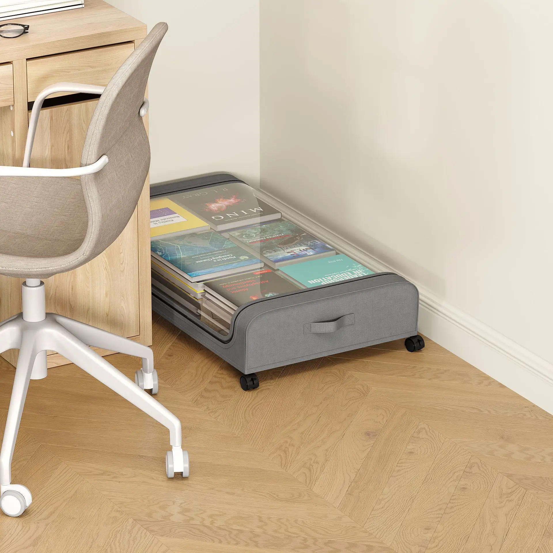 صندوق تخزين مضاد للغبار من أمازون عبر الحدود تحت السرير مع رف تخزين داخلي من Gurney صندوق تخزين أحذية بسيط للملابس #3