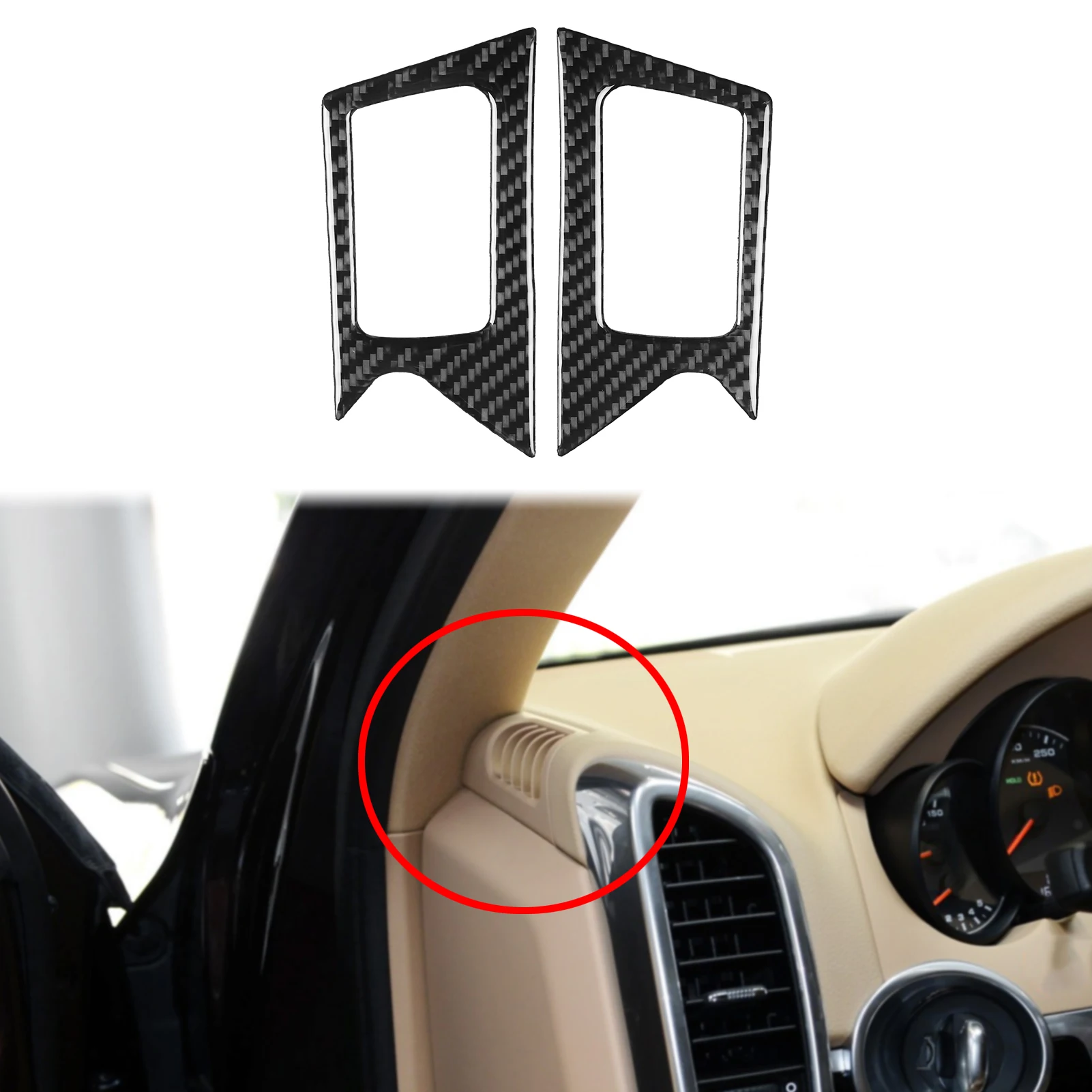 For Porsche Cayenne 958 92A 2011-2017 Carbon Fiber Both Sides Dashboard Defogging Air Vent Panel Cover Car Accessories Sticker view 2