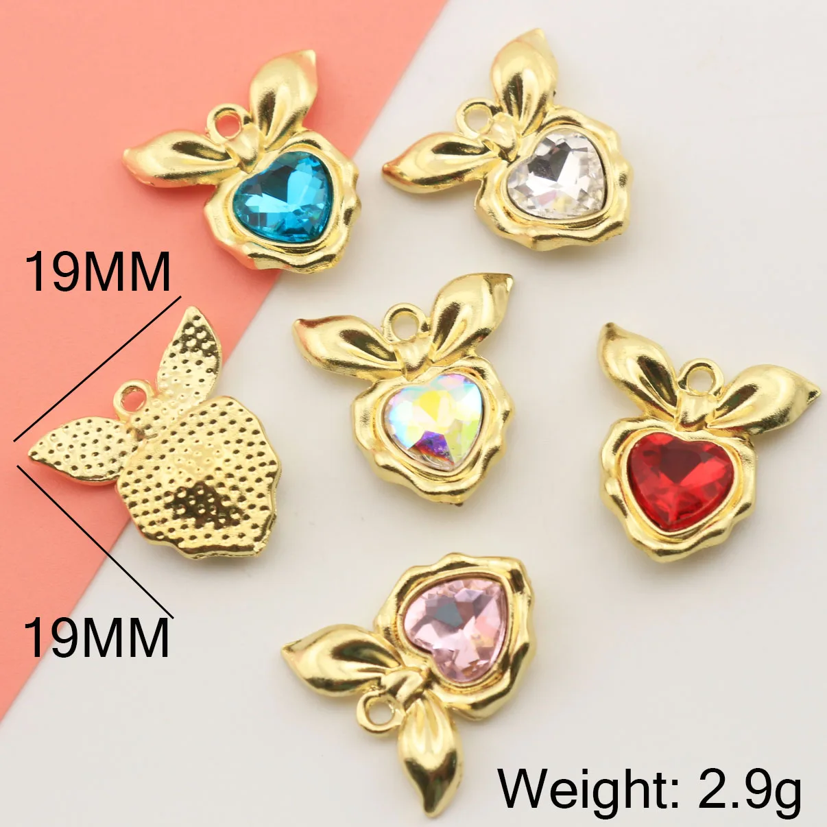 NEW 100Pcs/Lot 19MM Heart Wing Alloy Pendant Buttons For Clothing Decoration Diy Crafts Headband Wedding Decoration