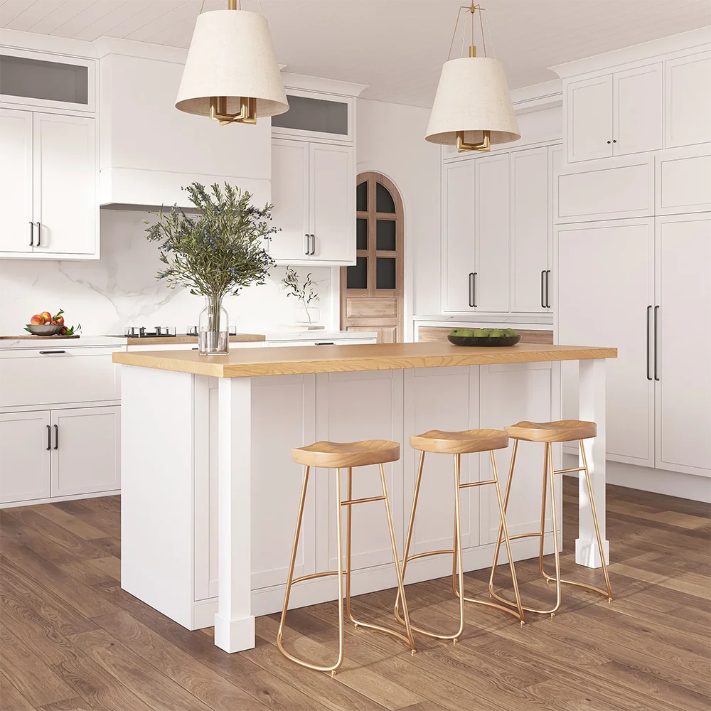 

Modern Melamine Board Kitchen lsland White with Wine Storage Dining Table