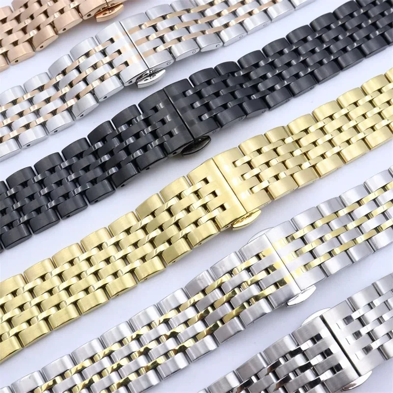 الفولاذ المقاوم للصدأ فراشة مشبك حزام ساعة اليد للجنسين حزام (استيك) ساعة 20/22 مللي متر معصمه اكسسوارات الصلب حزام لصانع الساعات