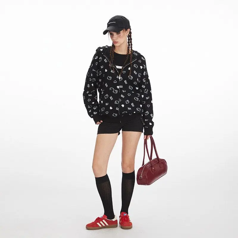 HeyHenry Women's Hoodie Sweatirt  Print Lazy Sle Loose Fit Open Cardigan Polyester Fiber Long Sve Autumn Winter Coat