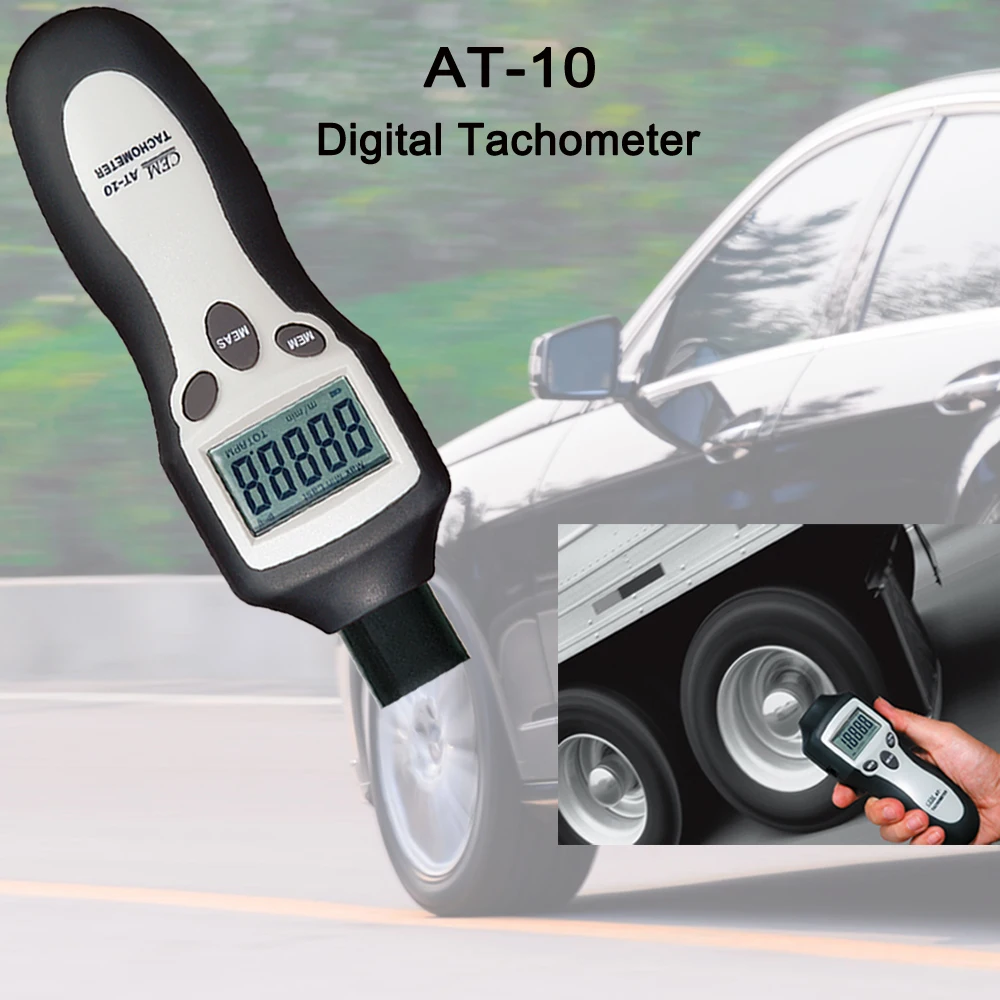 High Accuracy Digital Tachometer Contact & Non-contact Laser Tachometer with 5 Digits LCD Backlit Display, 40 Data Memory