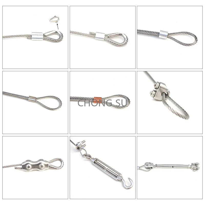 Obrázek 6: 1-20M 304 nerez ocel drát lano struktura alambre kabel měkčí rybaření liftingový kabel ložisko průměr 0.3-10mm 1X7 7X7 7X19