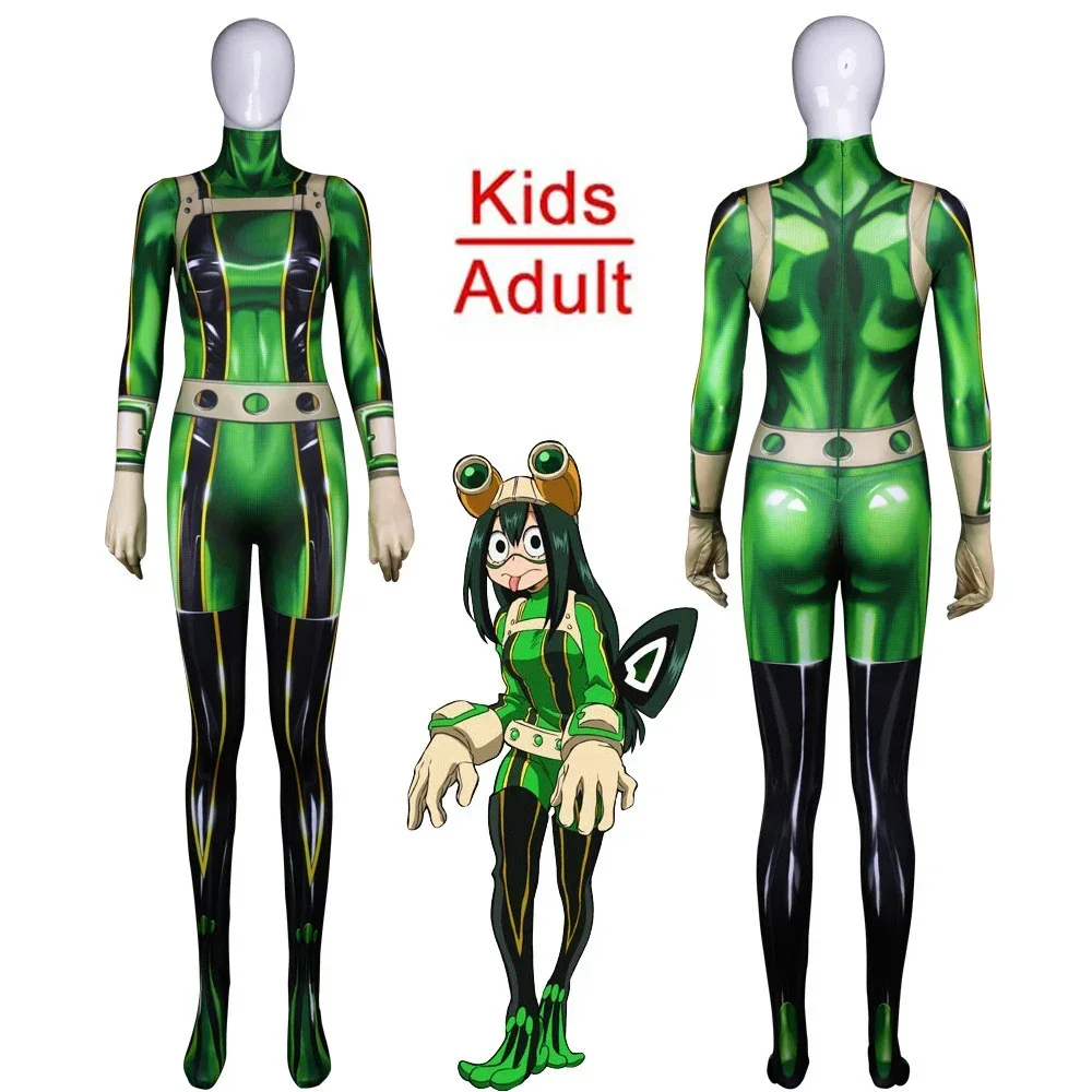 

Anime 3D Women Hero Academia Boku No Hero Academia Asui Tsuyu Cosplay Costumes Zentai Bodysuit Jumpsuits Halloween Clothing