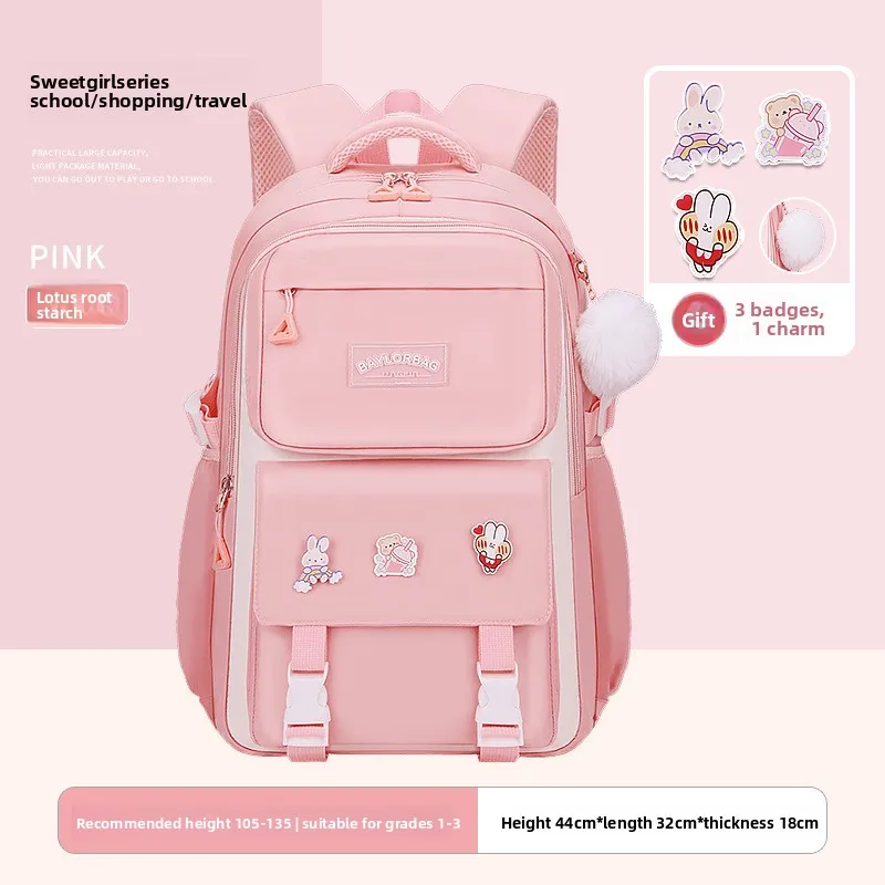 Student Large-capacity Backpack Children Load-reducing Breathable Bag Girls Double-shoulder Backpack Junior High School Student