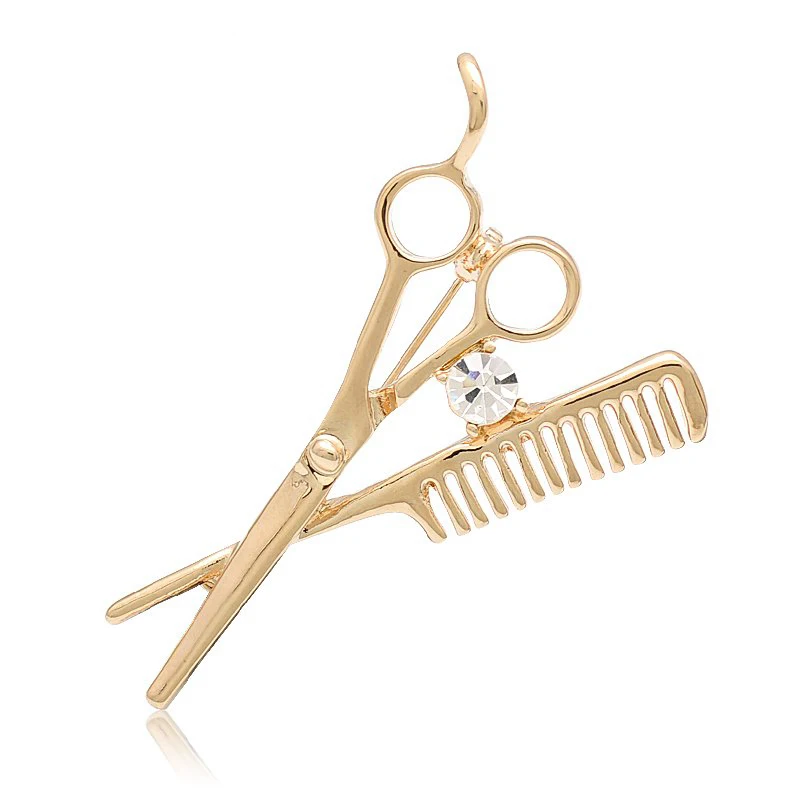 Hot New Fashion Comb Scissors Barber Tools Corsage Brooch Pin Fashion Style Brooch Collar Pin Women And Men Jewelry 2024 Bijoux