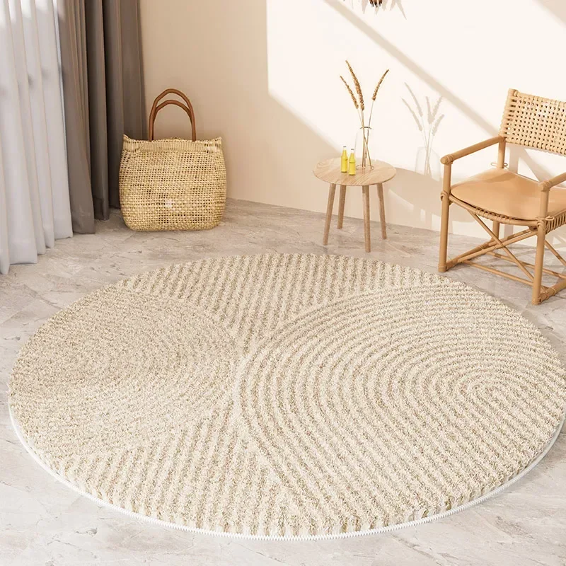 Wabi Sabi Style Round Large Area Carpet Living Room Bedroom Thickened Carpets Simple Log Non Slip Rug 러그 카페트 Alfombra Redonda