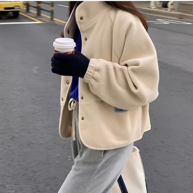 Fall/Winter 2023 New Solid Color Top Shake Fleece Casual Loose Women Coat