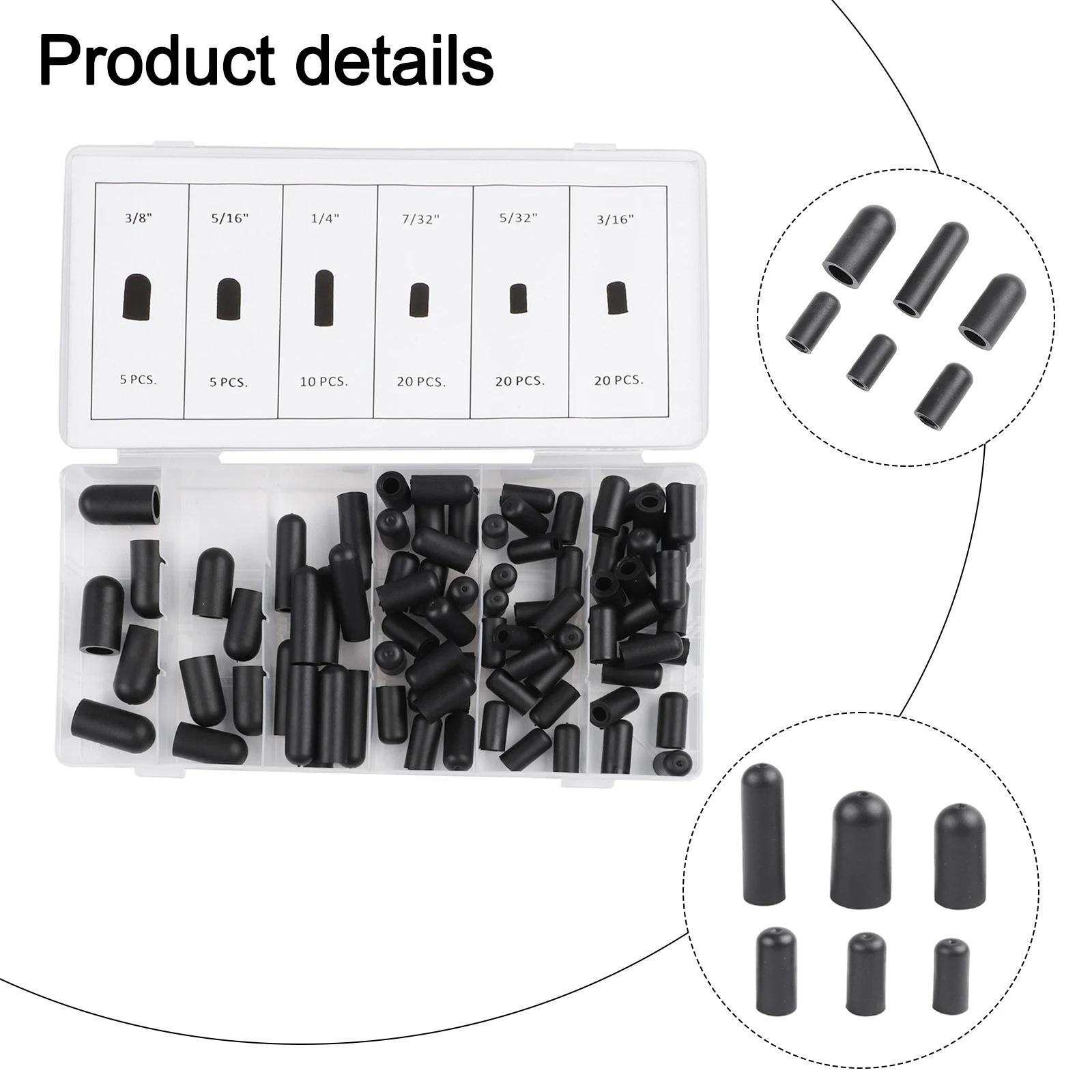 80/100/160pcs Car Carburetor Dust Cap Valve Cap Black Rubber Vacuum Dust Covers For Car Carburetor Valve Assorted Sizes