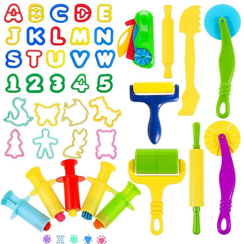 Dough Tools Playdough Mold Set for Kids Various Shape Needle Tube Letter Number Plasticine Accessory Children Craft Puzzle Toys