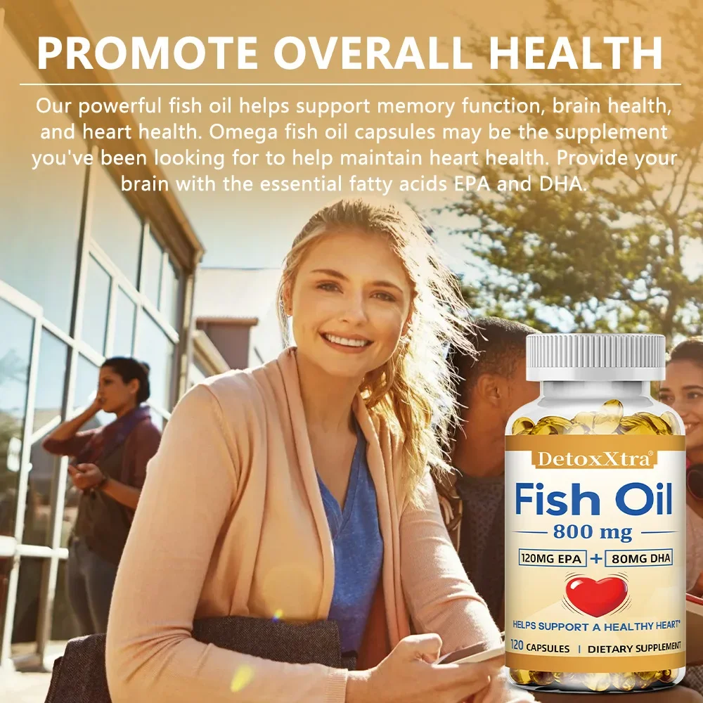 Triple Strength Omega 3 Supplement, for Nervous System, Skin and Hair Health, Antioxidants - Easy To Swallow Supplements