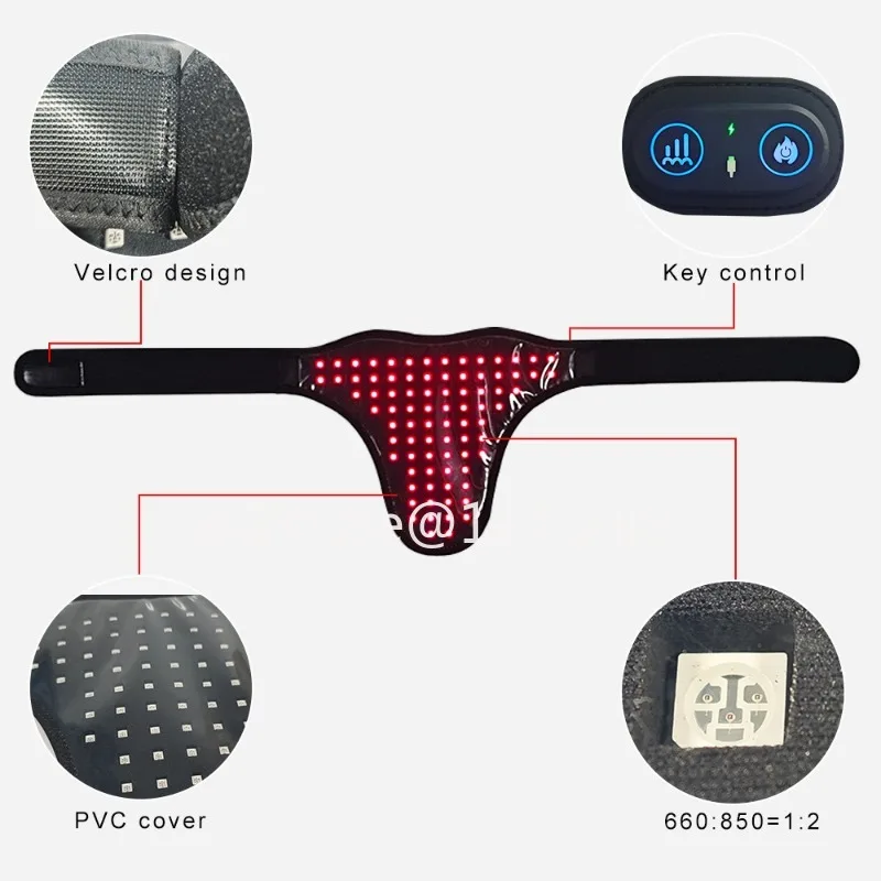 Home Use Red & Infrared Light Therapy Belt, Heating Pad for Neck and Back Pain Relief, Rechargeable Warm Wrap