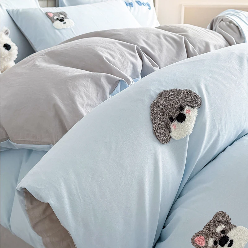Cartoon Cotton Duvet Cover 150X200 230Cm Towel Embroidered Pure Cotton Quilt Cover For Dorm Bedroom Spring Decor
