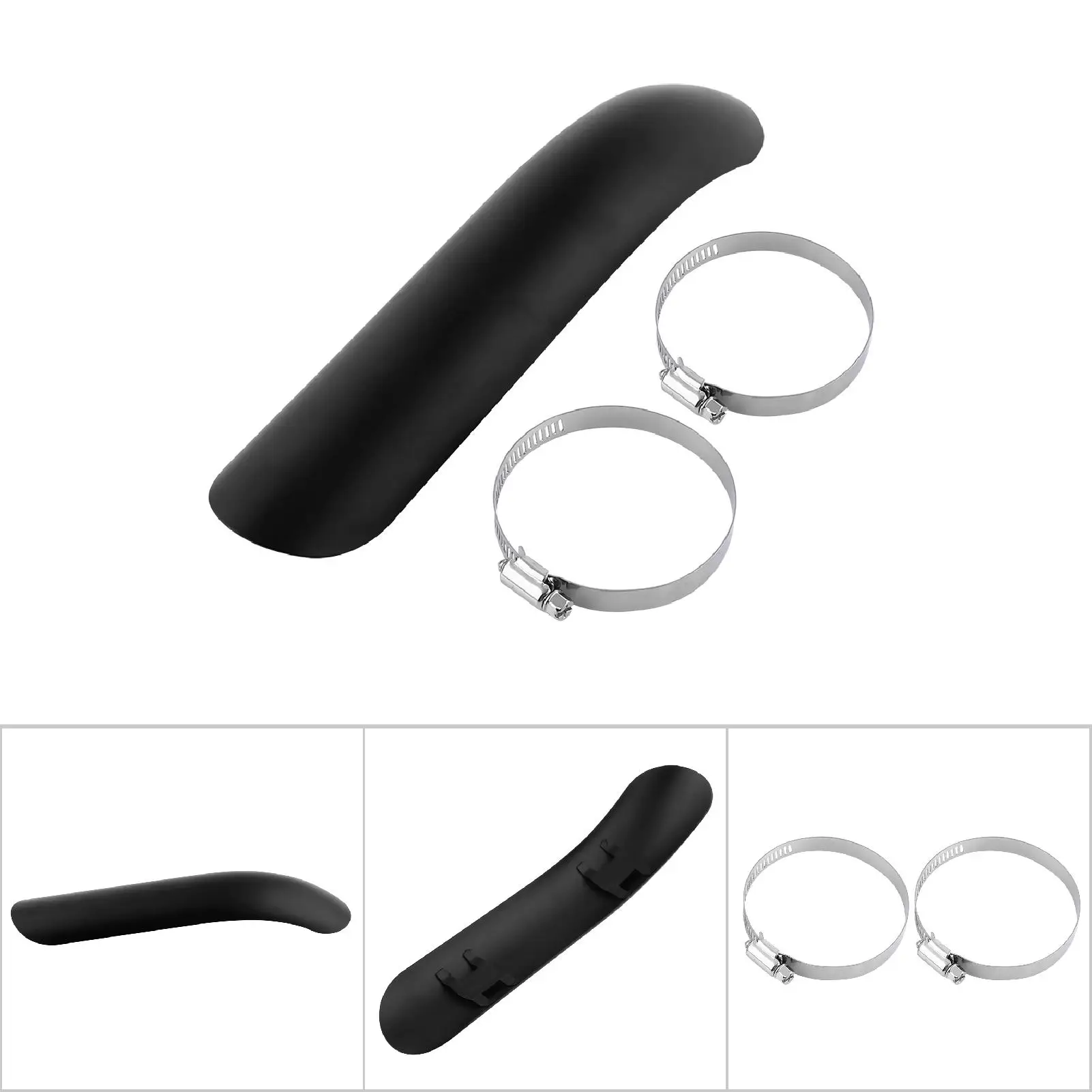 Metal Motorcycle Exhaust Heat Shield 10.63 x 2.17 In Rust Proof Pipe Cover with 2 Clamps for Honda Suzuki Chopper Cruiser