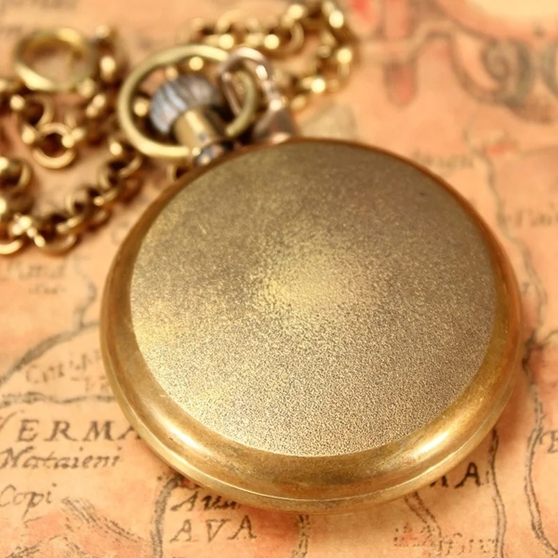 MEN Bronze Vintage Retro Copper Watch Men Alloy Mechanical Pocket Watch with Metal Chain Steampunk Watch Roman