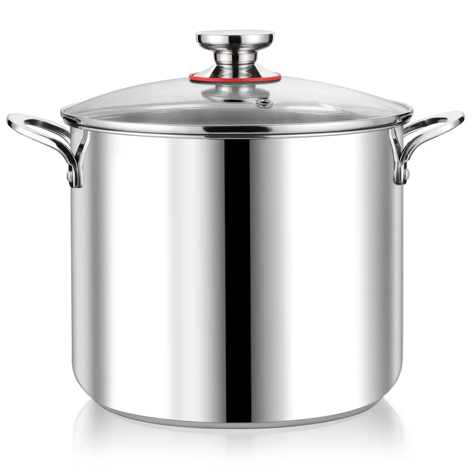 

Кастрюля из нержавеющей стали 12QT со стеклянной крышкой, пищевой материал 18/10, 3-слойное дно, индукционная совместимость, можно мыть в посудомоечной машине