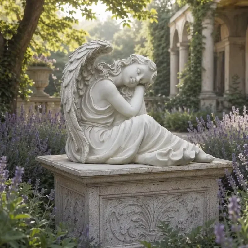 Resin Angel Girl Garden Statue 28.2x22.5x73.5 cm, handmade, waterproof and UV-proof, outdoor garden decoration