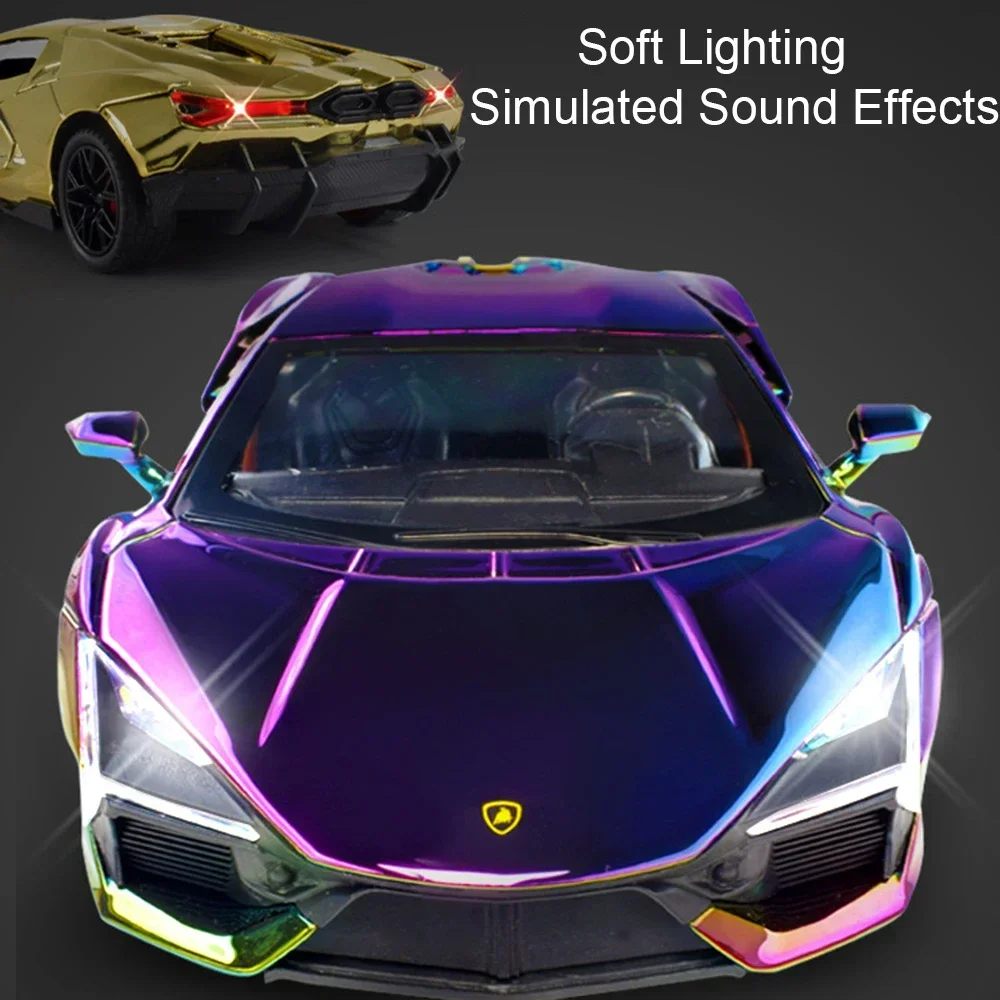 1:24 Lambor Revuelto SVJ63 Alloy Sports Car Toy Diecast Model with Sound Light Pull Back Miniature Vehicle Collectible Ornament