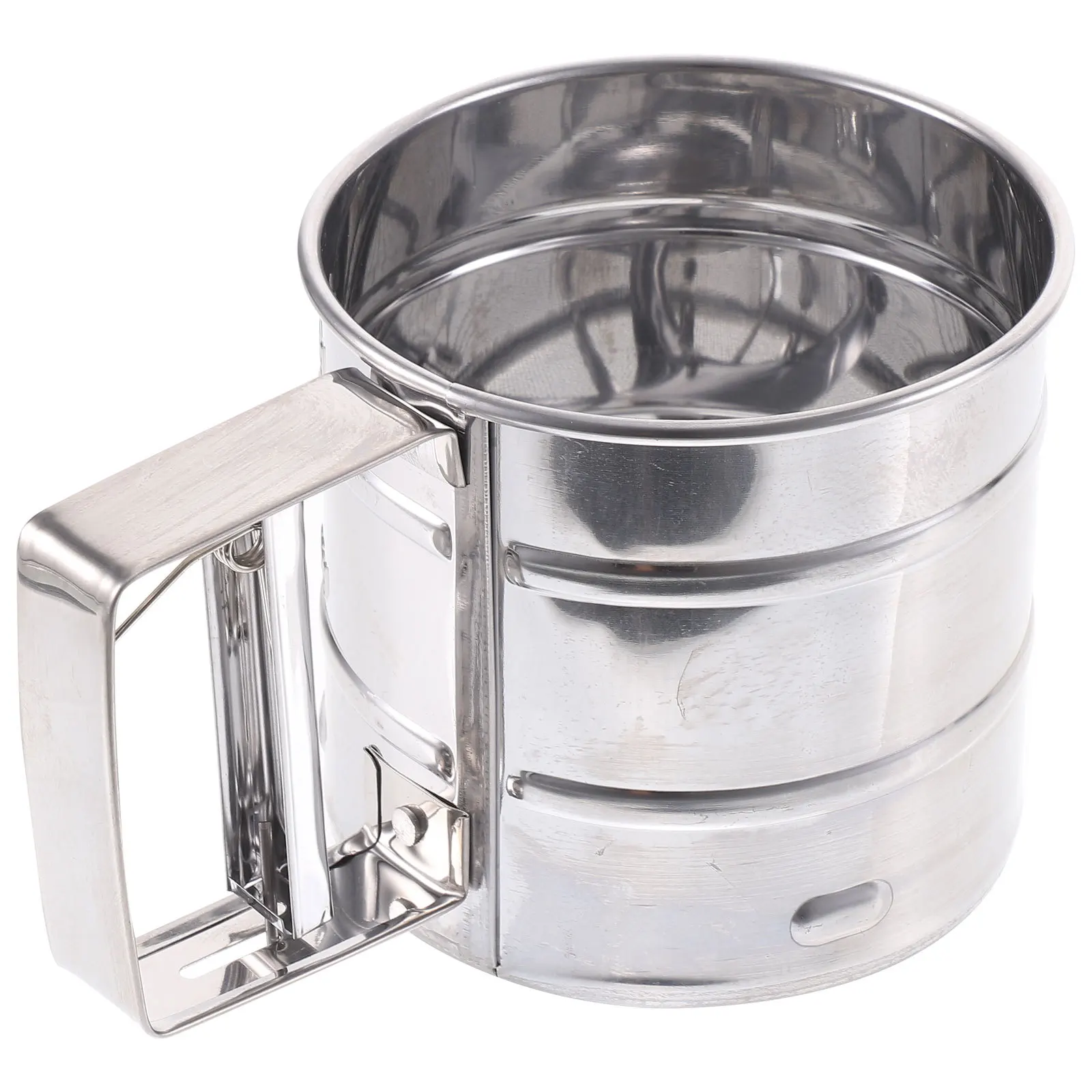 

Flour Sifter Semi-Automatic Stainless Steel Fine Mesh Baking Sieve Portable Kitchen Tool for Cake Bread Powder Sugar Sifting