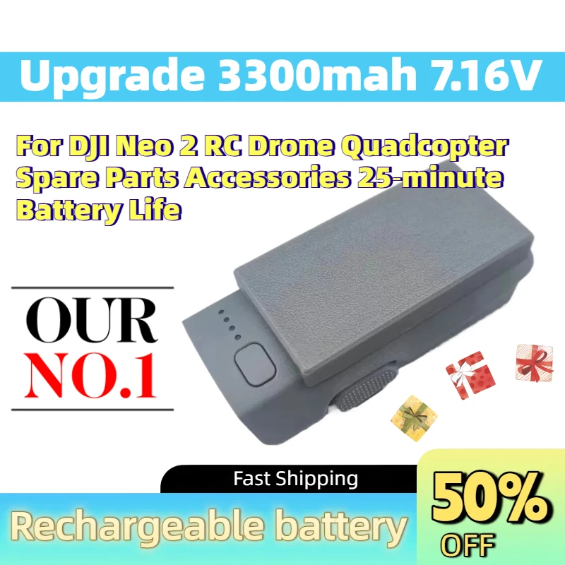 New Upgrade 3300mah 7.16V Replacement Battery for DJI Neo 2 RC Drone Quadcopter Spare Parts Accessories 25‑minute Battery Life