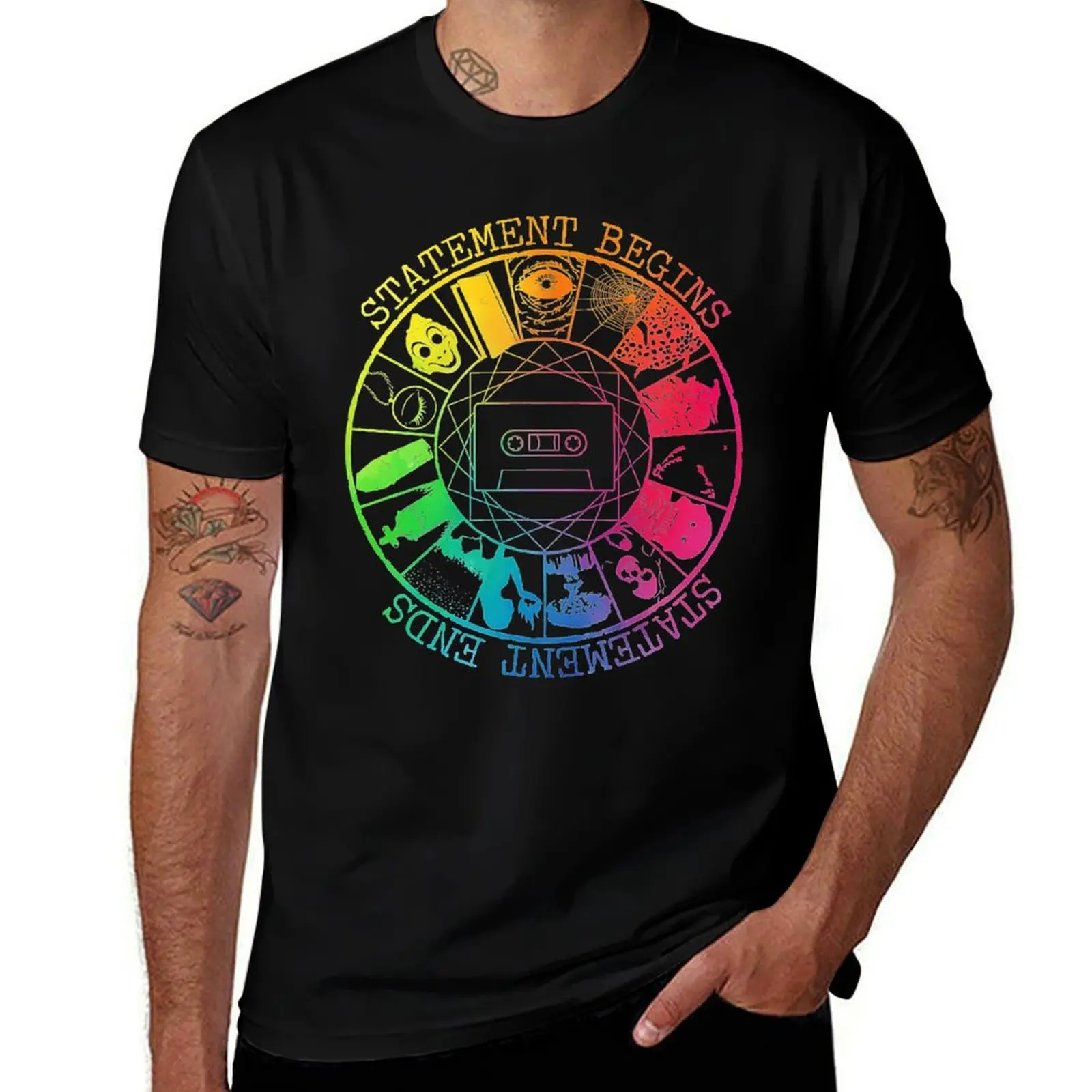 STATEMENT BEGINS OR STATEMENT ENDS RAINBOW COLOR T-Shirt Work Wear Lightweight Tee T-Shirt