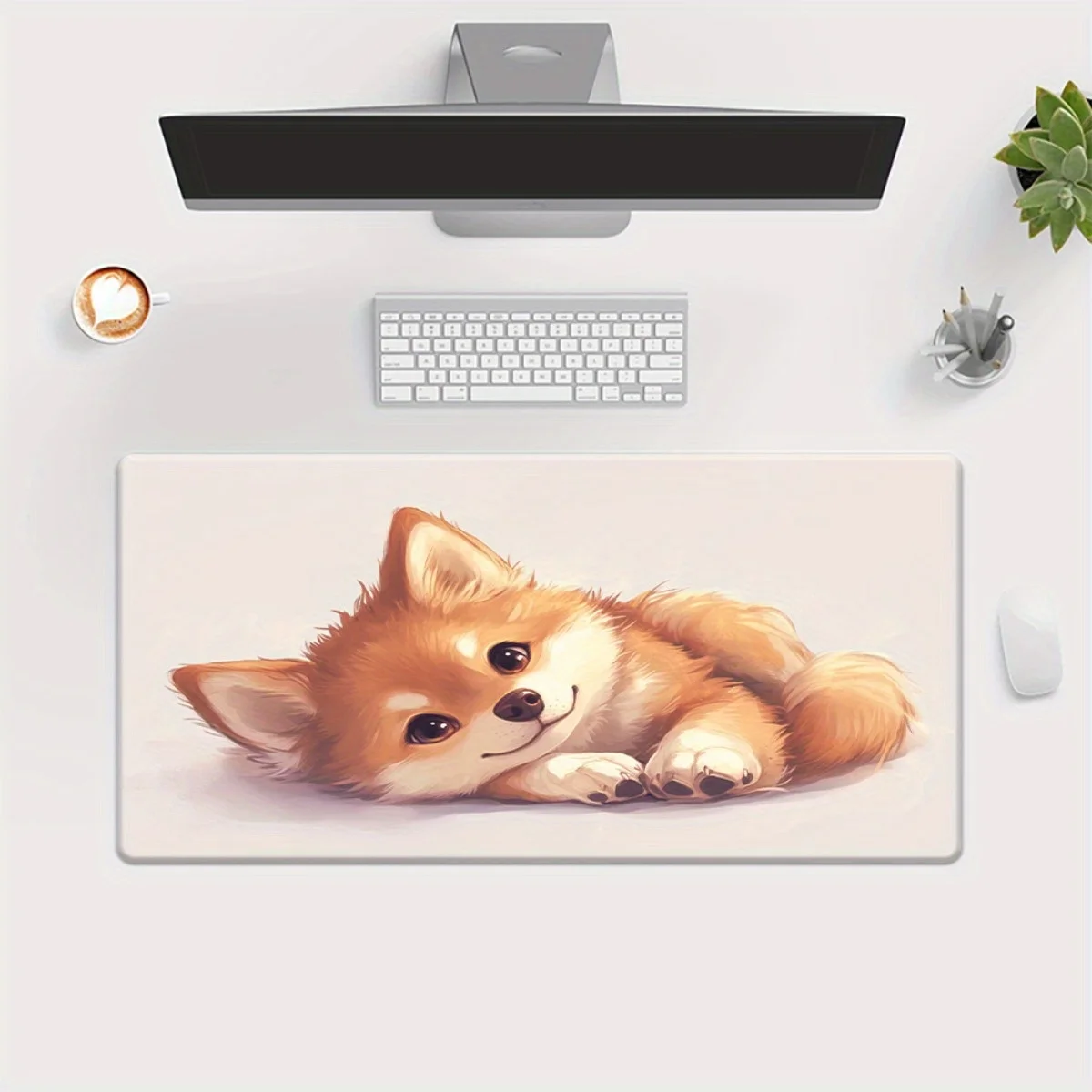 Shiba Puppy Cartoon XXL Desk Mat Cute Dog Gaming Mousepad Non-Slip Rubber Office Computer Pad