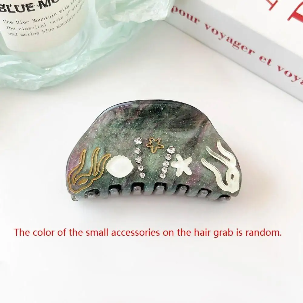 

Creative Starfish Ocean Shell Hair Grab Pearl Hair Clip Rhinestone Hair Claw Headwear Geometry Acrylic Shark Clip Travel