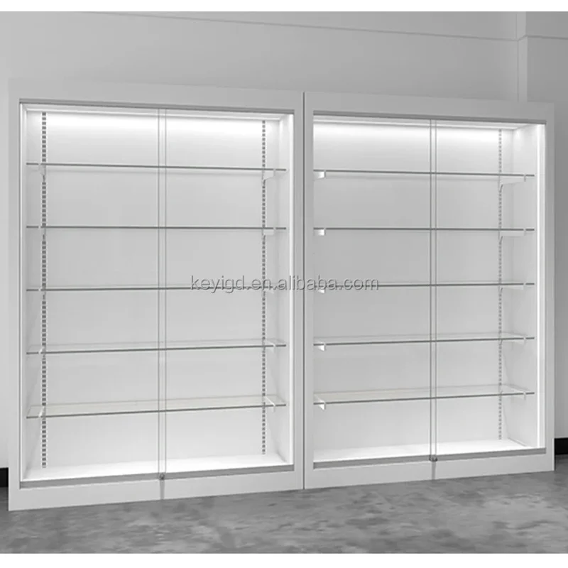 custom.6ft Retail Store Display Showcase Full Glass Cabinets With Led Lights Lockable Convenience Store Glass Counter