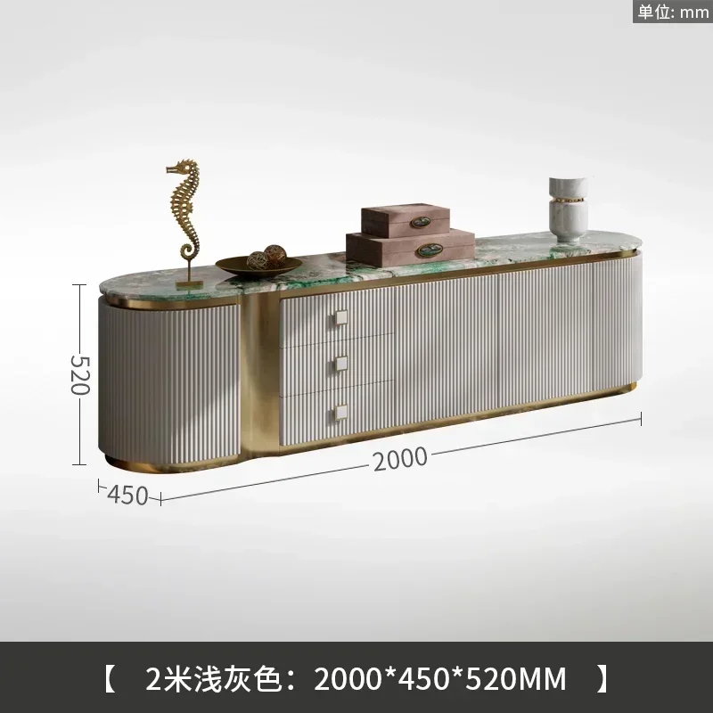 

Light luxury TV cabinet large apartment marble living room fashionable modern Italian floor cabinet coffee table combination