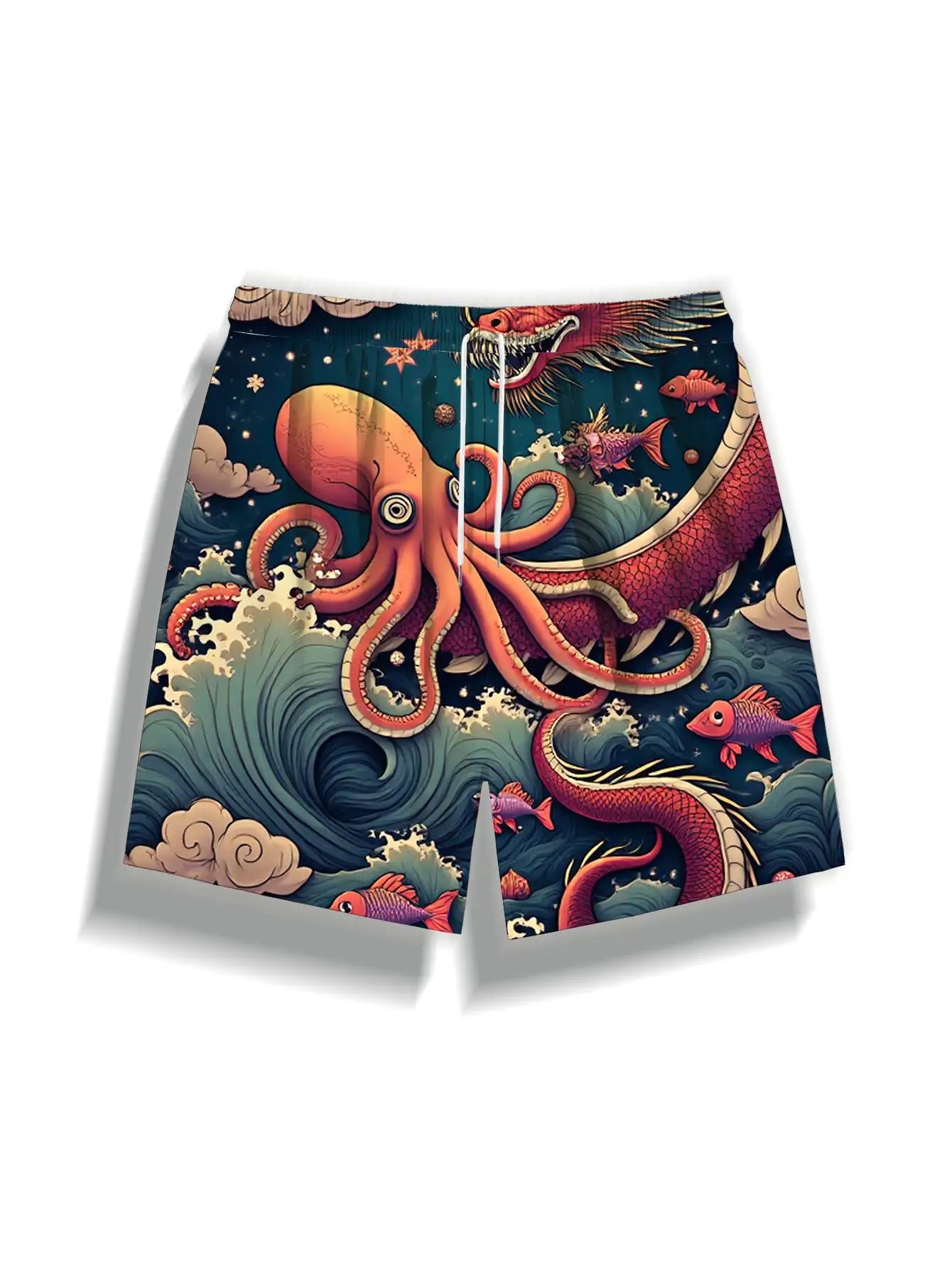 1pcs Men's Short swim trunks2026 Summer 3D Printed Short sleeve Breathable running Training pants Quick drying Polyester sport