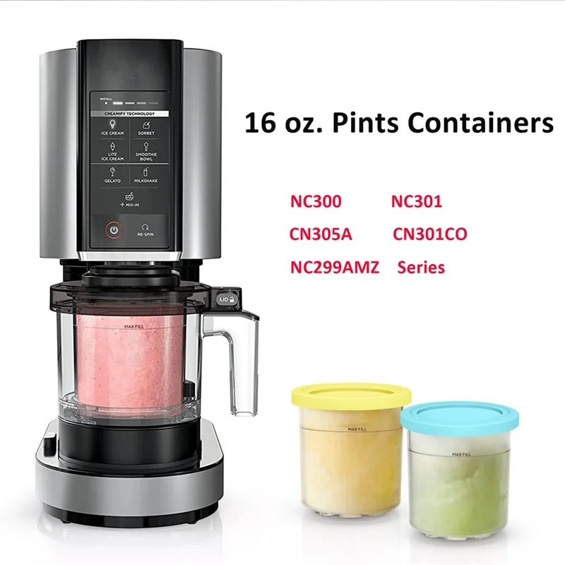 

2PCS Ice Cream Pints and Lids for Ninja Creami NC301 NC300 NC299AMZ Series Ice Cream Storage Containers Food Freezer