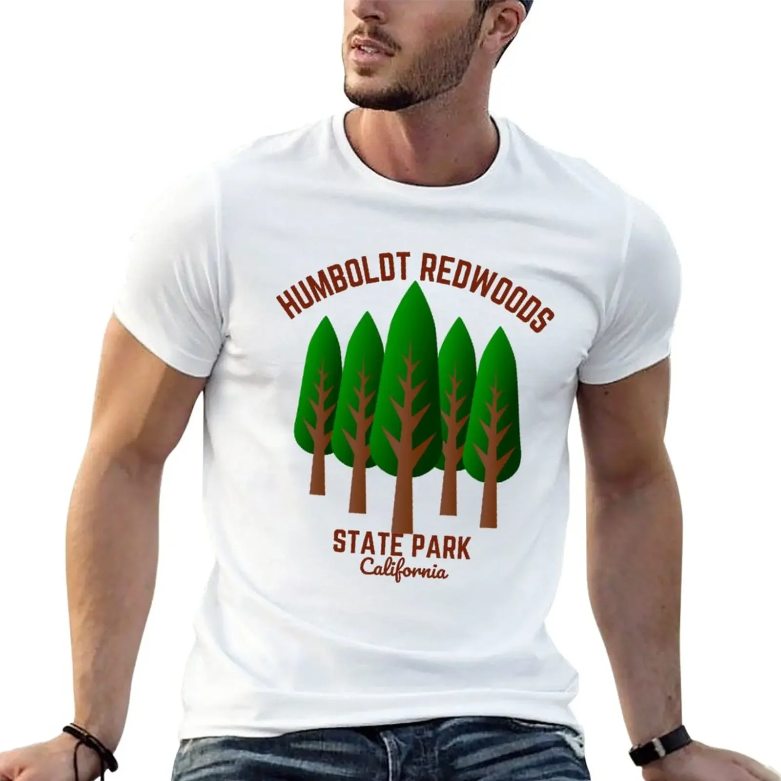 Humboldt Redwoods State Park, Red Text- Hiking / Outdoors T-Shirt sweat shirt blacks mens t shirts casual stylish