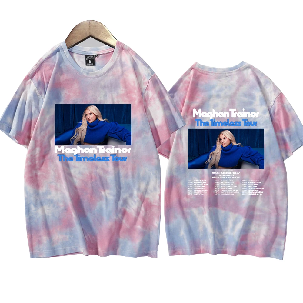 Meghan Trainor The Timeless Tour 2024 Tie Dye Shirts Unisex  Round Neck Short Sleeve T-Shirt Fans Souvenir Gift