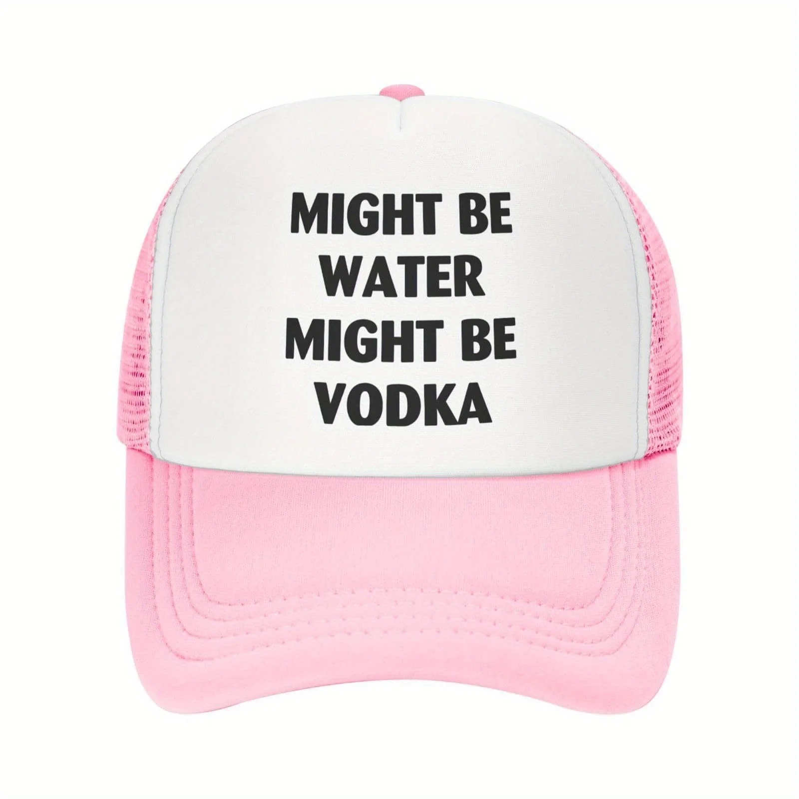 Might Be Water Might Be Vodka Trucker Hat Funny Red White Snapback Baseball Cap for Women Adjustable Polyester Hat for Outdoor A